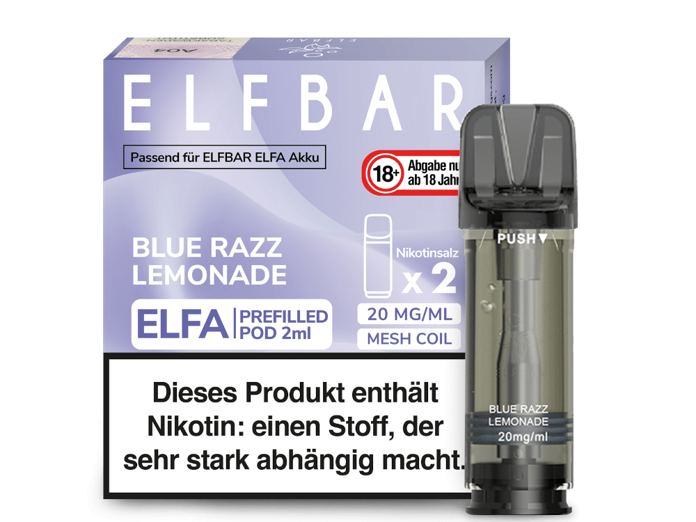 Elfbar ELFA Pods - 2% Nikotin (2 Stk. pro Packung) - Mehrweg Pod System / 10 Packungen - McVapes