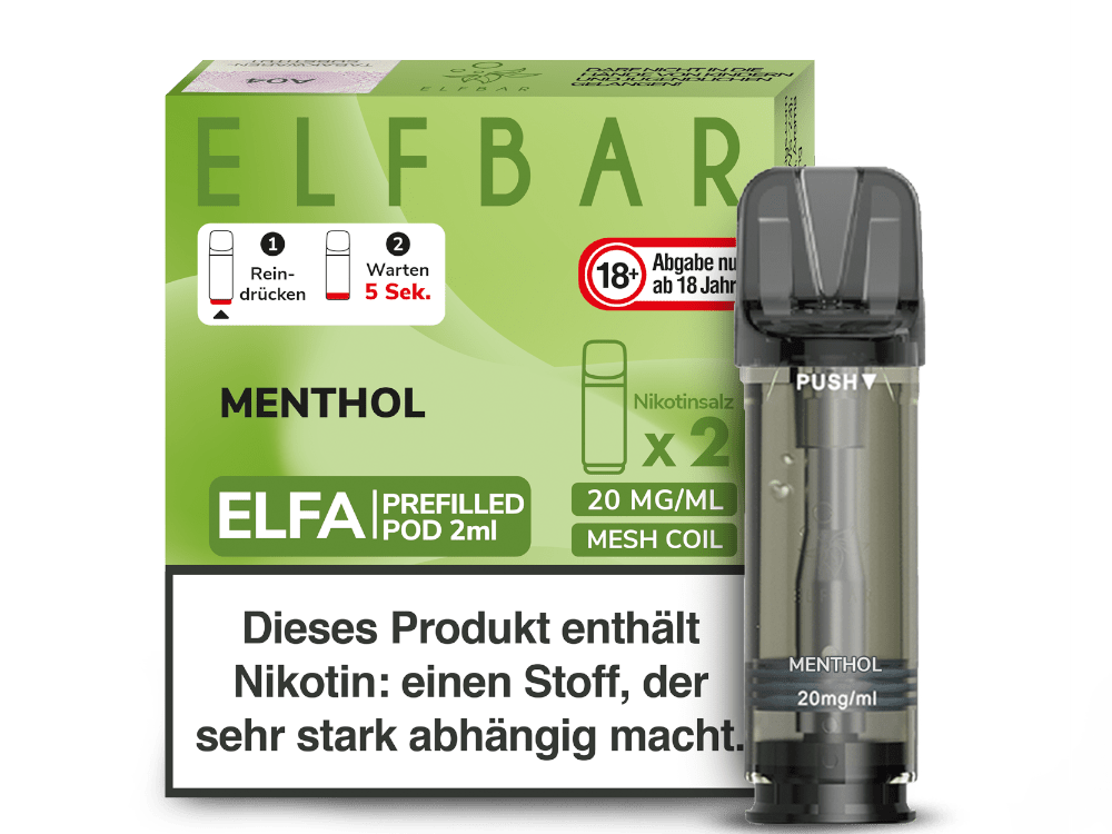 Elfbar ELFA Pods - 2% Nikotin (2 Stk. pro Packung) - Mehrweg Pod System / 10 Packungen - McVapes
