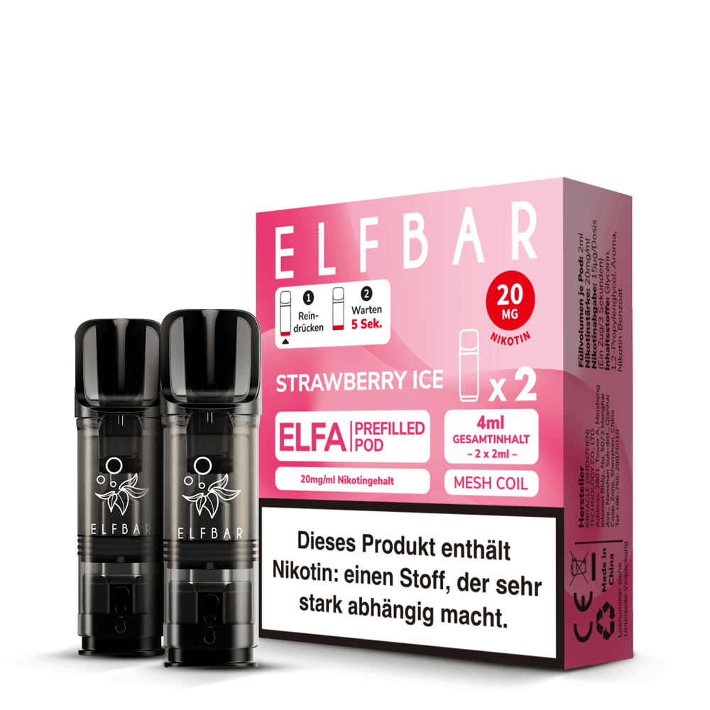 Elfbar ELFA Pods - 2% Nikotin (2 Stk. pro Packung) - Mehrweg Pod System / 10 Packungen - McVapes