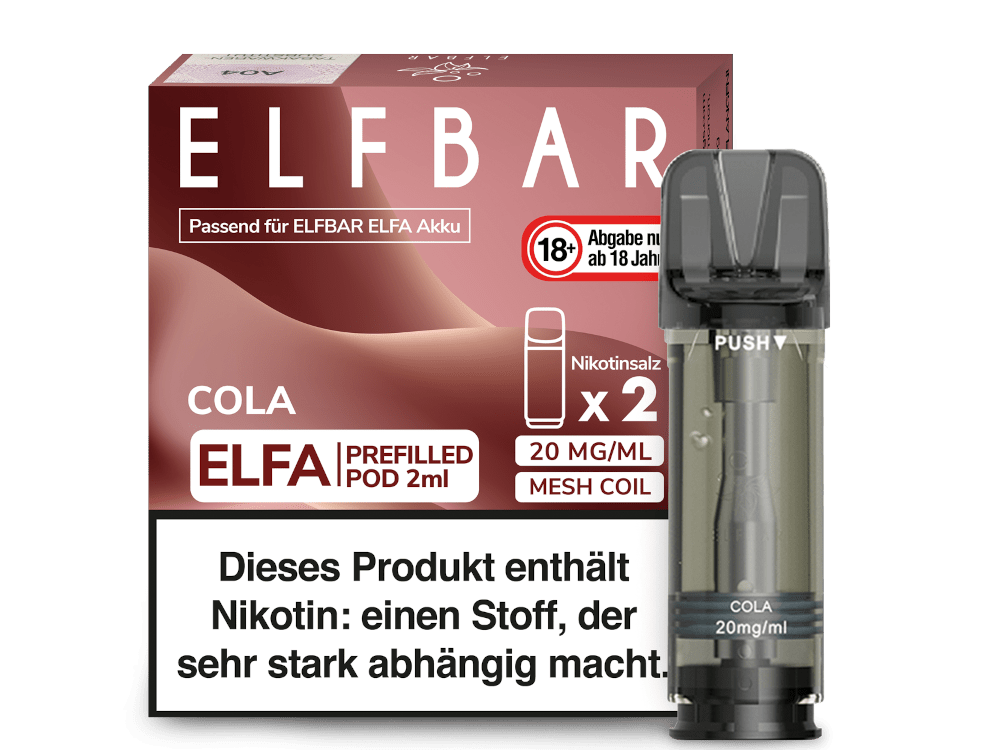 Elfbar ELFA Pods - 2% Nikotin (2 Stk. pro Packung) - Mehrweg Pod System / 10 Packungen - McVapes