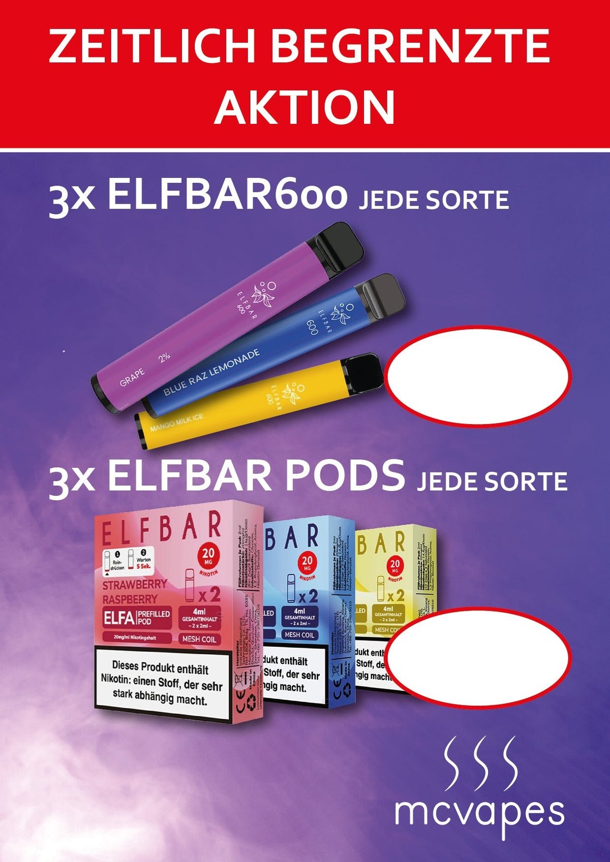 Gratis A4-Motiv inkl. Theken-Aufsteller - McVapes