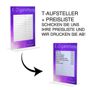Gratis A4-Motiv inkl. Theken-Aufsteller - McVapes