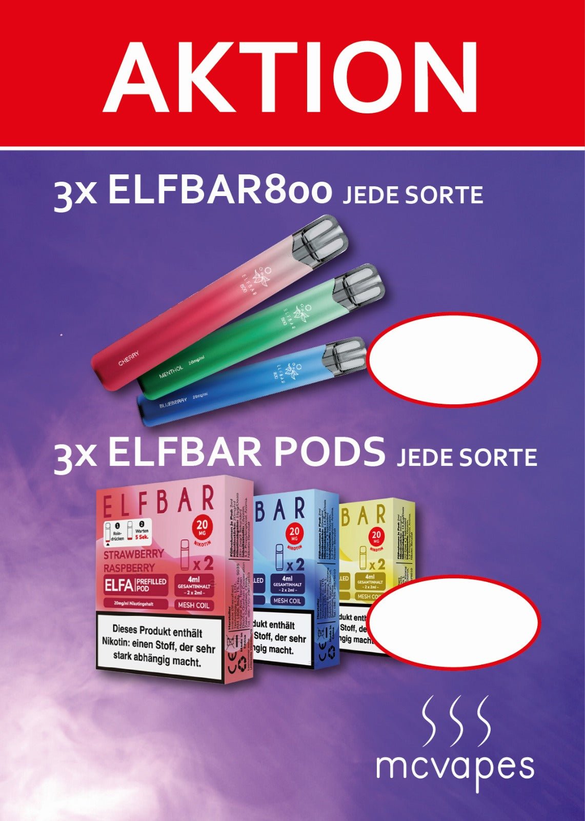 Gratis A4-Motiv inkl. Theken-Aufsteller - McVapes