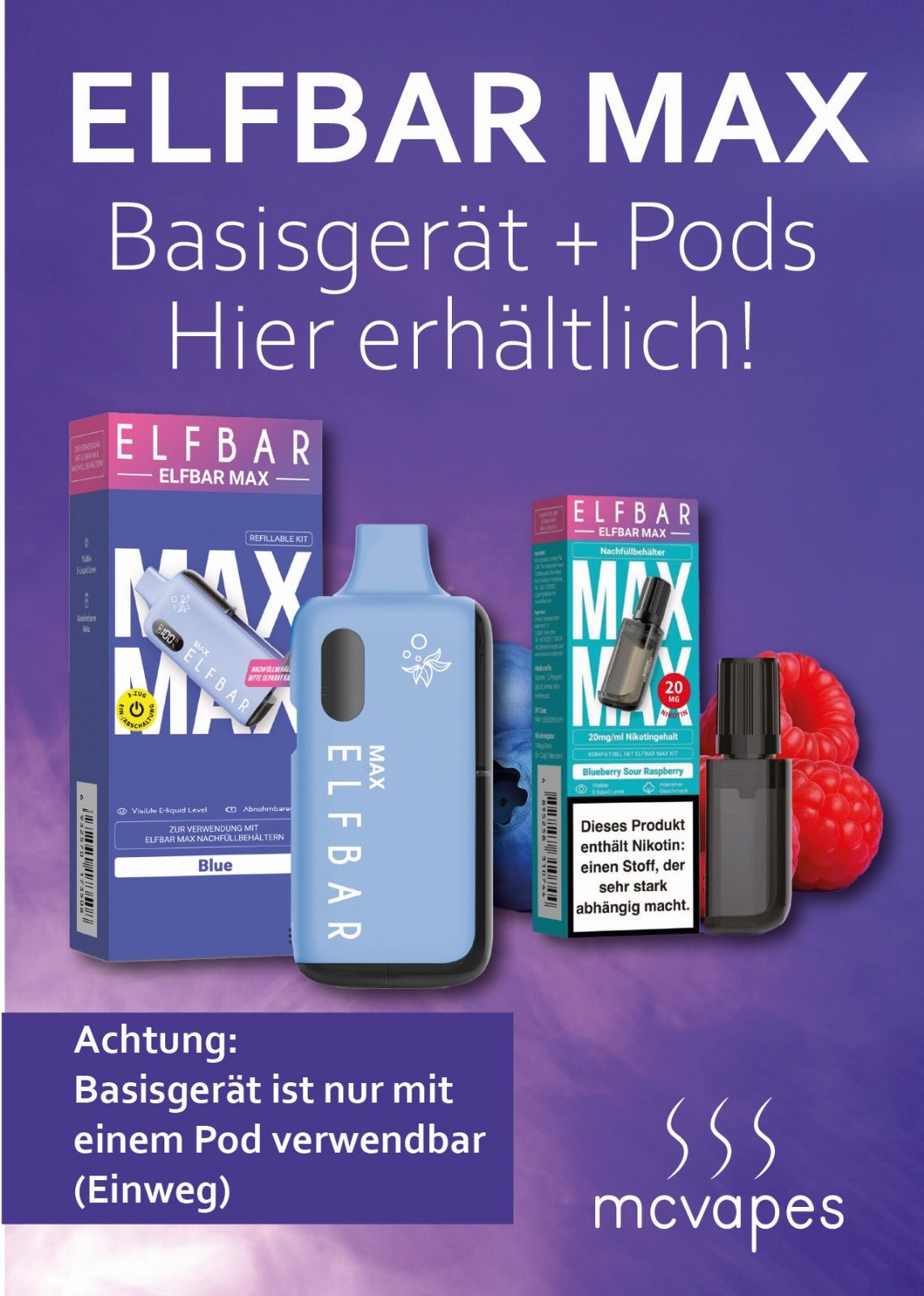 Gratis A4-Motiv inkl. Theken-Aufsteller - McVapes