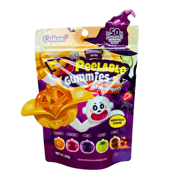 50x 5D Peelable Gummies Mixed Fruit Halloween 60g