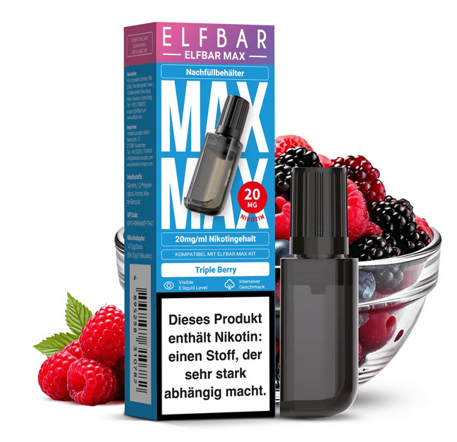 [HINWEIS LESEN] 10x ELFBAR MAX Pod 20 mg Nikotingehalt - McVapes