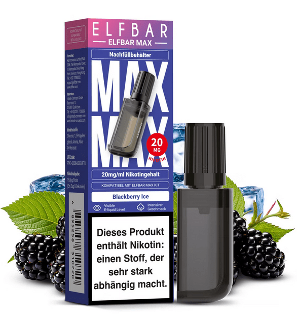 [HINWEIS LESEN] 10x ELFBAR MAX Pod 20 mg Nikotingehalt - McVapes