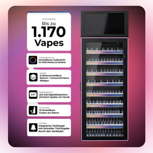 McVapesCOMPACT Premium Verkaufsvitrine 195 cm (Leihweise) - McVapes