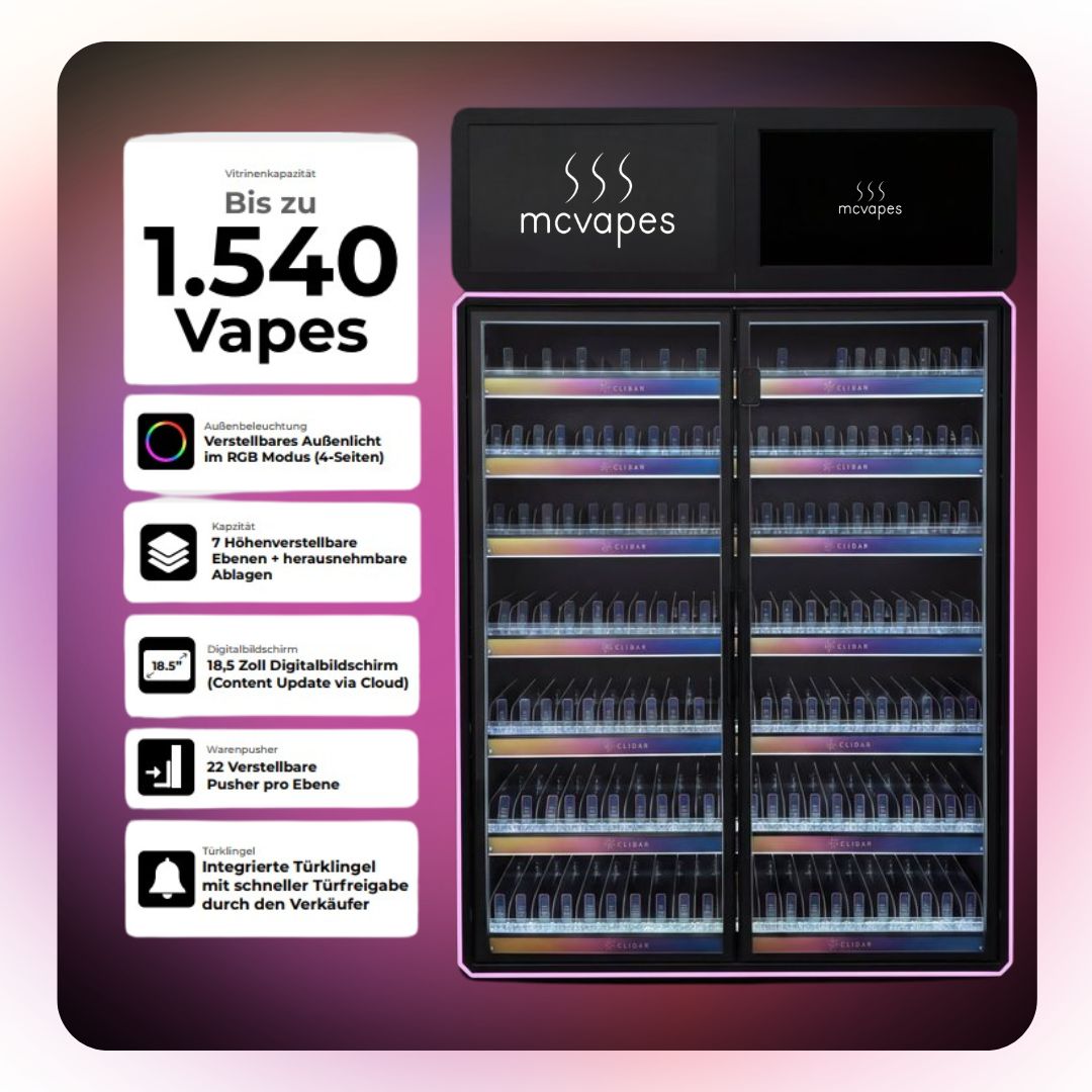 McVapesPro Premium Verkaufsvitrine 160cm (Leihweise) - McVapes