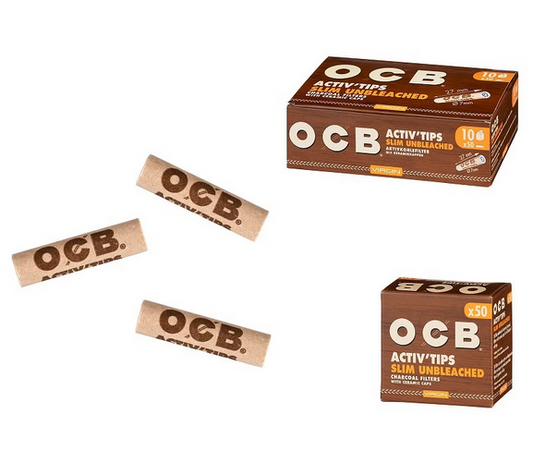 10x OCB Activ'Tips unbleached Slim 7mm, Packung á 50 Filter