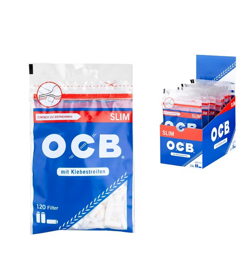 10x OCB Drehfilter Slim mit Klebestreifen 6mm, Beutel á 120 Filter