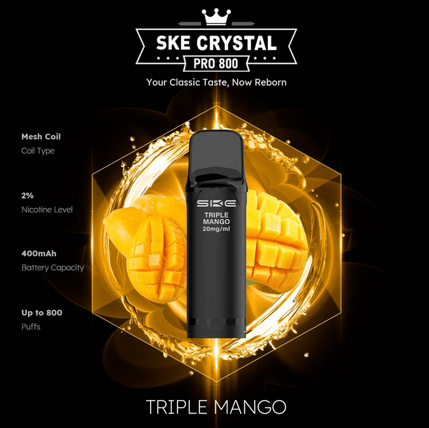 SKE Crystal Pro 800 - 2% Nikotin (2 Stk. pro Packung) - Mehrweg Pod System / 10 Stück - McVapes