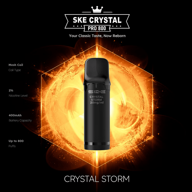 SKE Crystal Pro 800 - 2% Nikotin (2 Stk. pro Packung) - Mehrweg Pod System / 10 Stück - McVapes