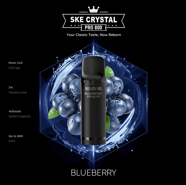 SKE Crystal Pro 800 - 2% Nikotin (2 Stk. pro Packung) - Mehrweg Pod System / 10 Stück - McVapes