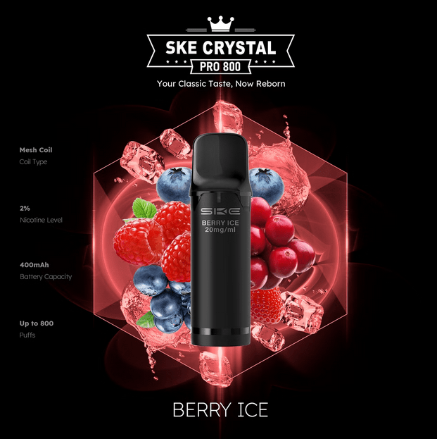 SKE Crystal Pro 800 - 2% Nikotin (2 Stk. pro Packung) - Mehrweg Pod System / 10 Stück - McVapes