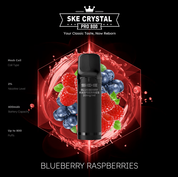 SKE Crystal Pro 800 - 2% Nikotin (2 Stk. pro Packung) - Mehrweg Pod System / 10 Stück - McVapes