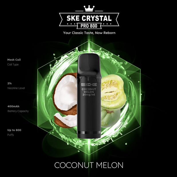 SKE Crystal Pro 800 - 2% Nikotin (2 Stk. pro Packung) - Mehrweg Pod System / 10 Stück - McVapes
