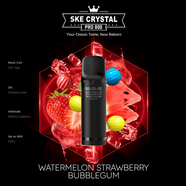 SKE Crystal Pro 800 - 2% Nikotin (2 Stk. pro Packung) - Mehrweg Pod System / 10 Stück - McVapes