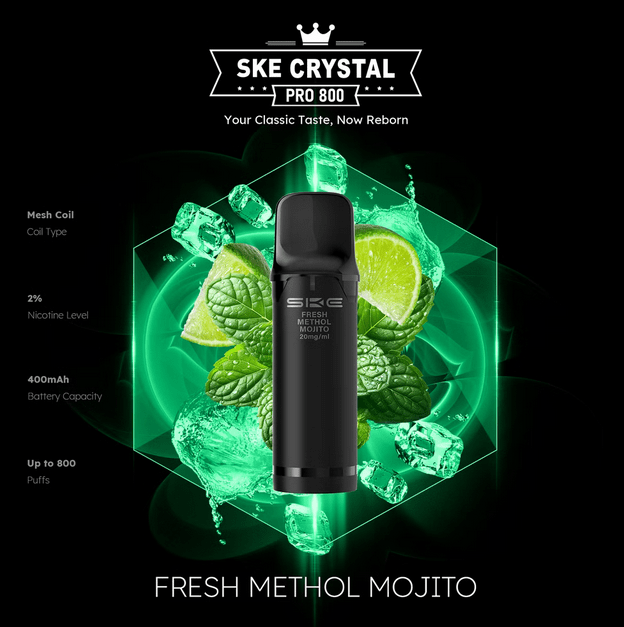 SKE Crystal Pro 800 - 2% Nikotin (2 Stk. pro Packung) - Mehrweg Pod System / 10 Stück - McVapes
