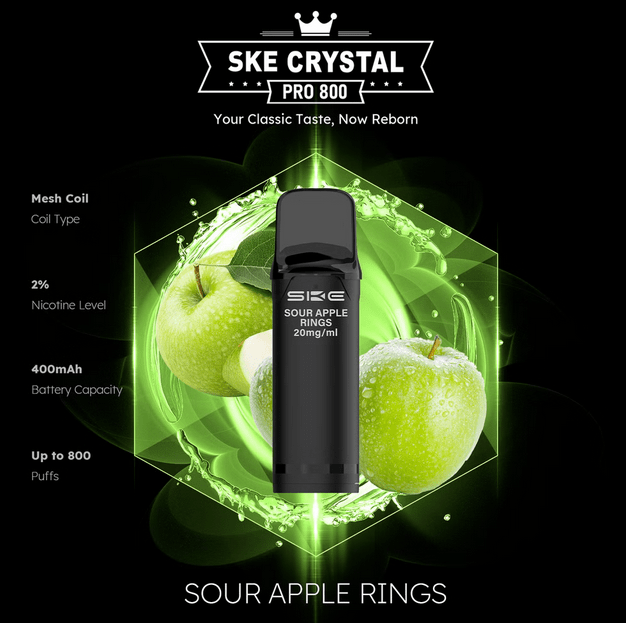 SKE Crystal Pro 800 - 2% Nikotin (2 Stk. pro Packung) - Mehrweg Pod System / 10 Stück - McVapes