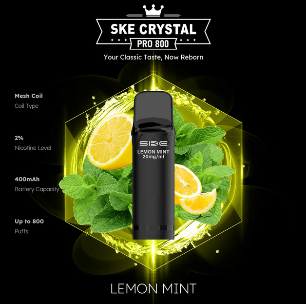 SKE Crystal Pro 800 - 2% Nikotin (2 Stk. pro Packung) - Mehrweg Pod System / 10 Stück - McVapes