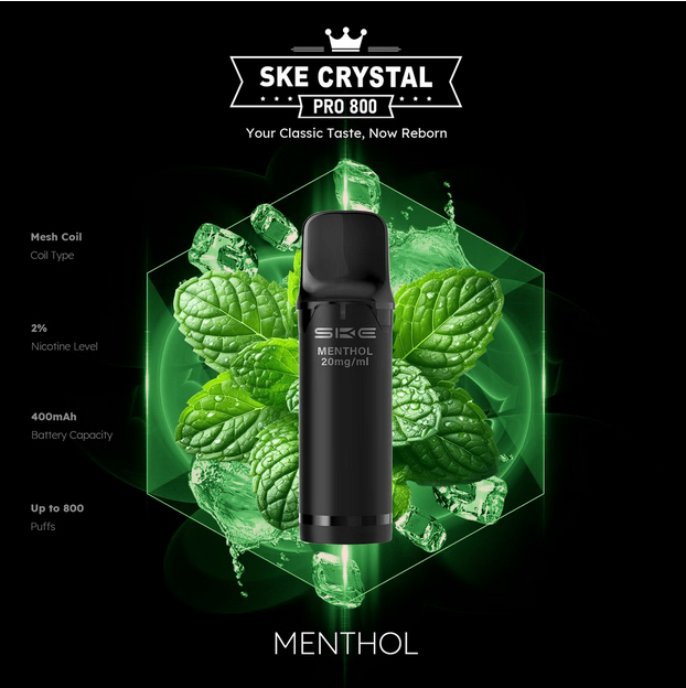 SKE Crystal Pro 800 - 2% Nikotin (2 Stk. pro Packung) - Mehrweg Pod System / 10 Stück - McVapes