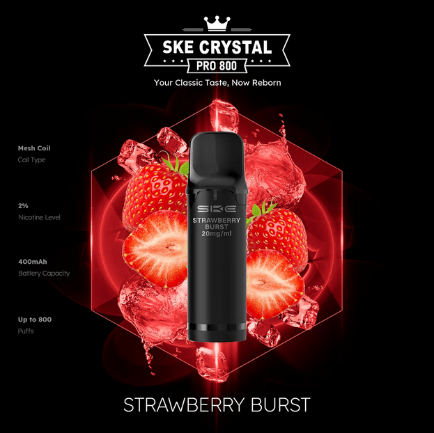 SKE Crystal Pro 800 - 2% Nikotin (2 Stk. pro Packung) - Mehrweg Pod System / 10 Stück - McVapes