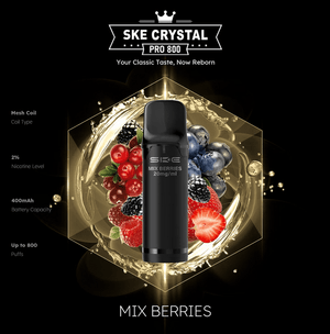 SKE Crystal Pro 800 - 2% Nikotin (2 Stk. pro Packung) - Mehrweg Pod System / 10 Stück - McVapes