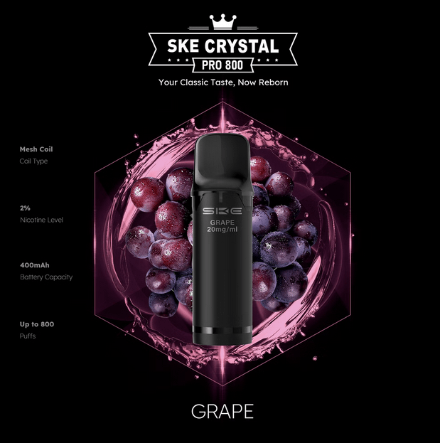 SKE Crystal Pro 800 - 2% Nikotin (2 Stk. pro Packung) - Mehrweg Pod System / 10 Stück - McVapes