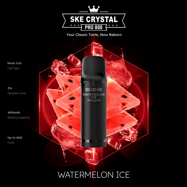 SKE Crystal Pro 800 - 2% Nikotin (2 Stk. pro Packung) - Mehrweg Pod System / 10 Stück - McVapes
