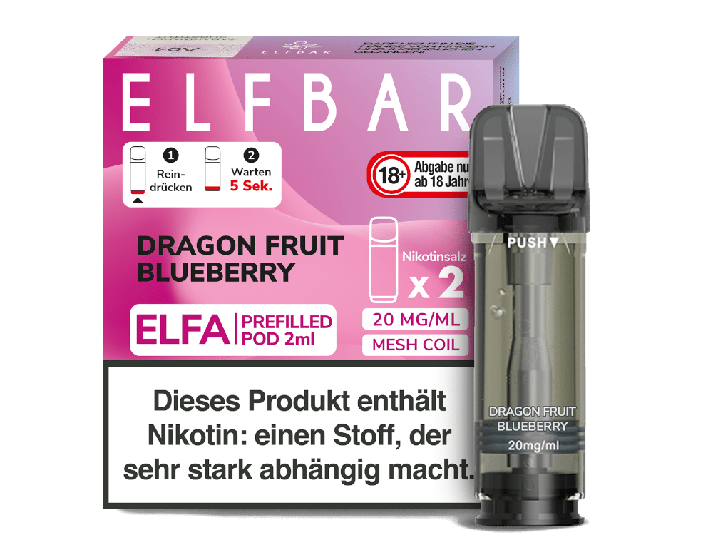 Vorbestellung: Elfbar ELFA Pods - 2% Nikotin (2 Stk. pro Packung) - Mehrweg Pod System / 10 Packungen - McVapes